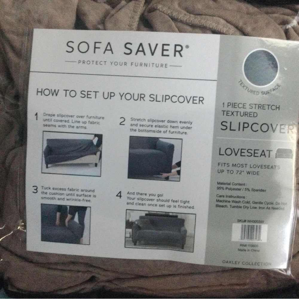 Stretch Textured Slipcover Loveseat - Taupe and coral 2 available